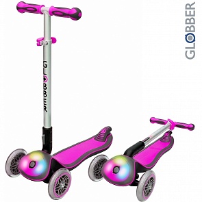 Самокат Globber Elite F My Free Fold up 448-110 со светящейся платформой, розовый (Globber, 448-110)